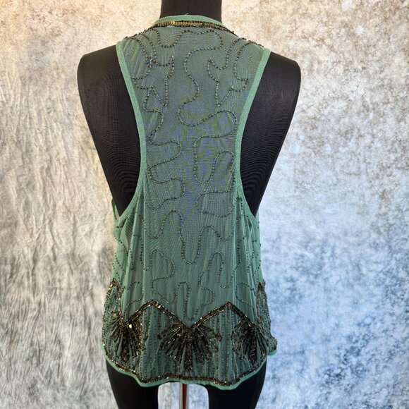 Yellow Chair Beaded Sheer Art Deco Vest - L - Picture 5 of 10